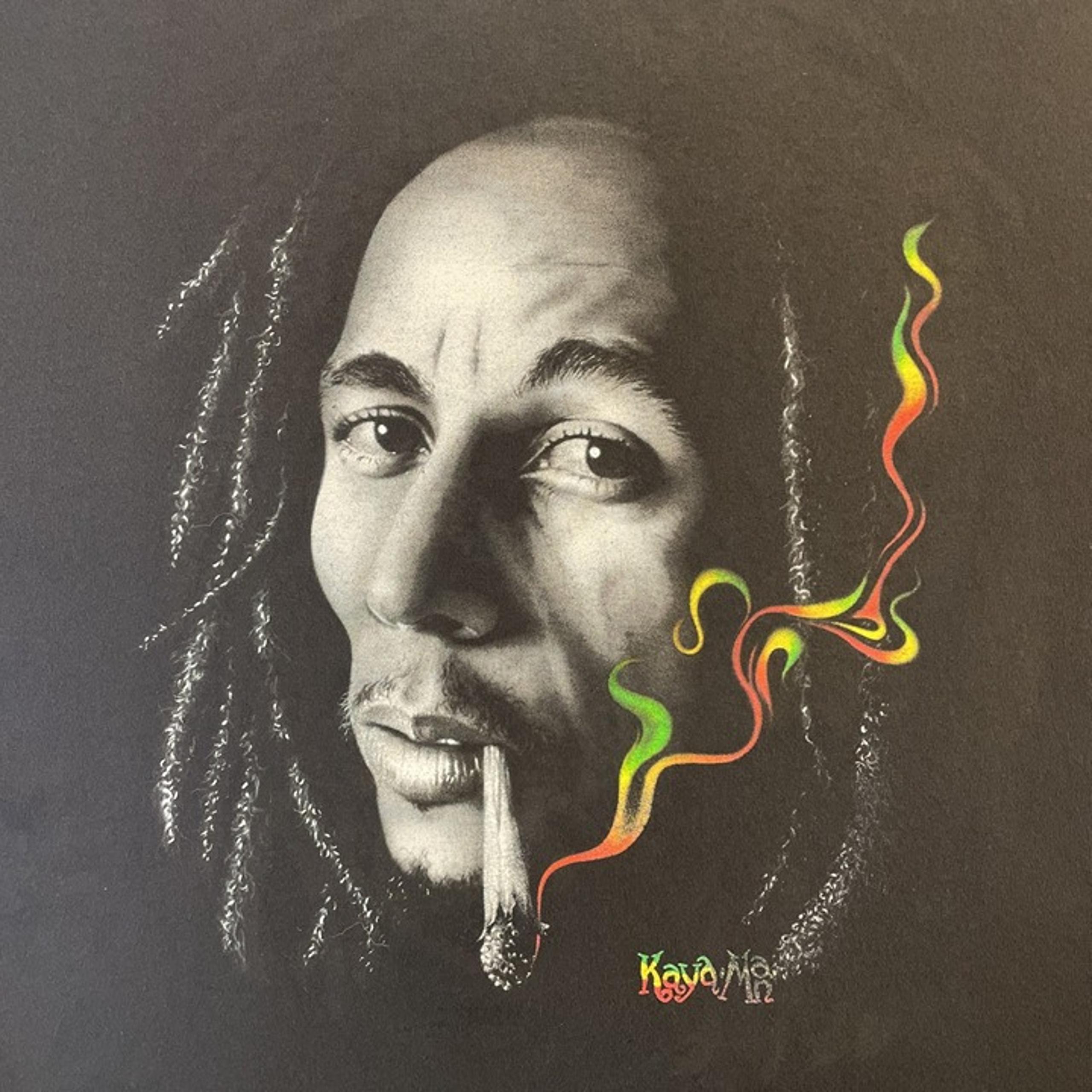 Black XL Bob Marley Graphic T-Shirt Zion Rootswear Kaya Man