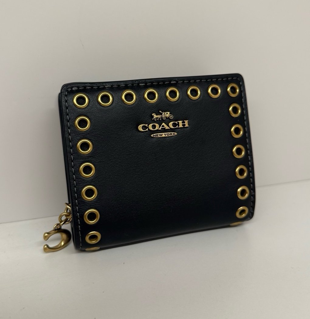 Coach Snap Wallet Set With Grommets, Black, Retail 228