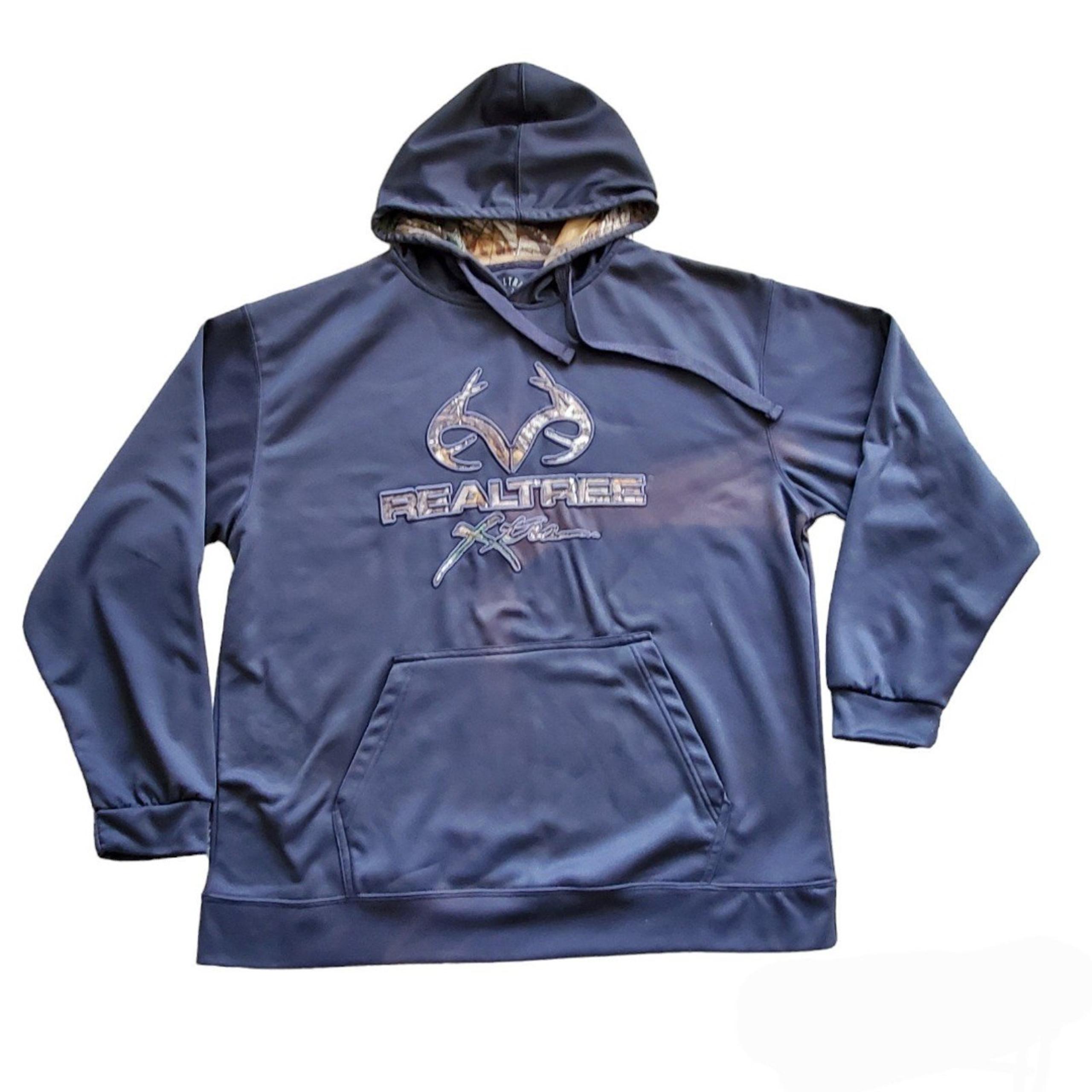 Realtree Men's Sz XL Edge Logo Fleece Pullover Hoodie Charcoal Gray