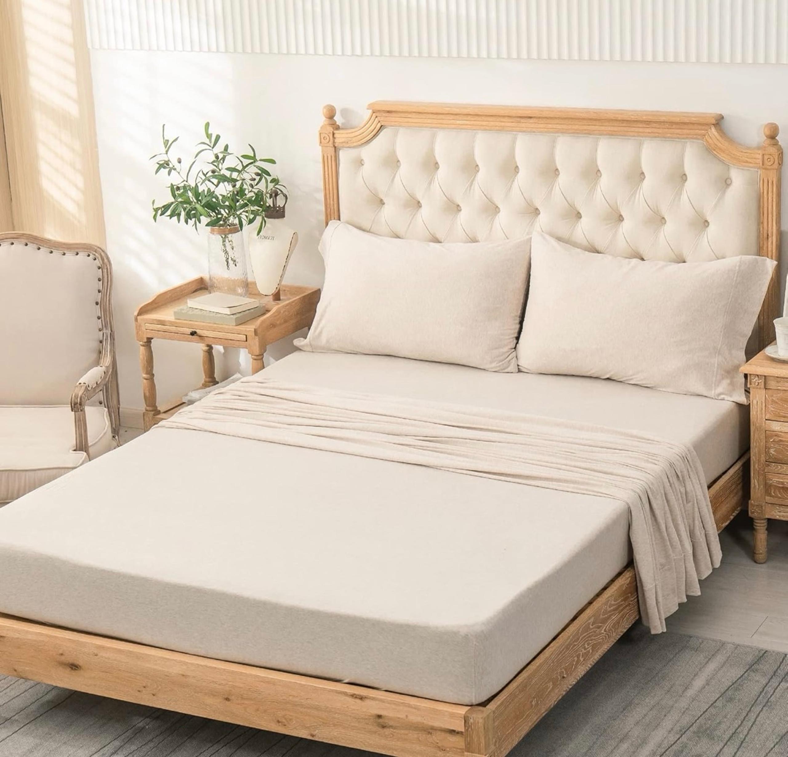 Jersey bed sheets- heather beige (King)