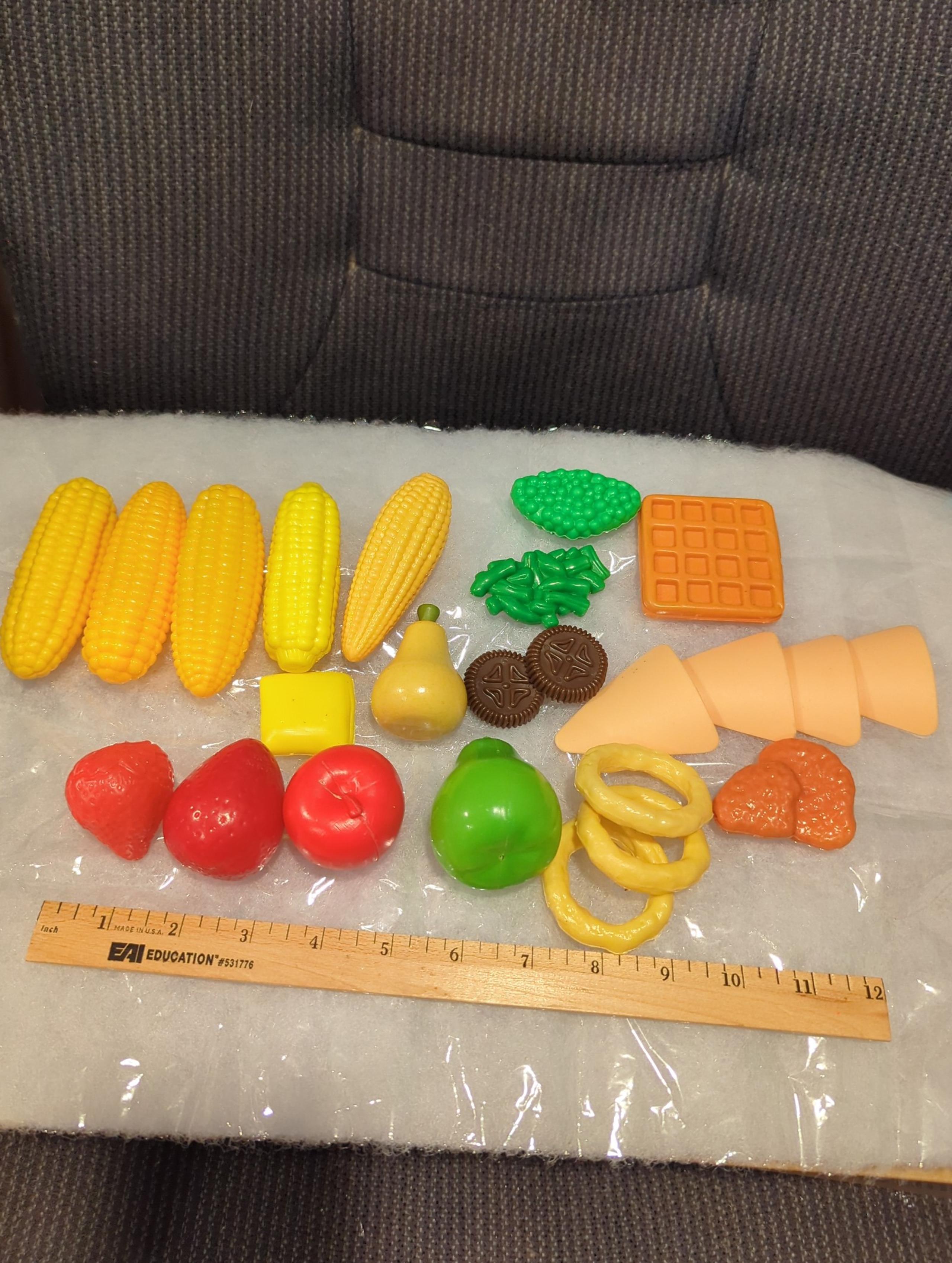 Lot of 24 Play Pretend Food Veggies Fruit Onion Rings Chips