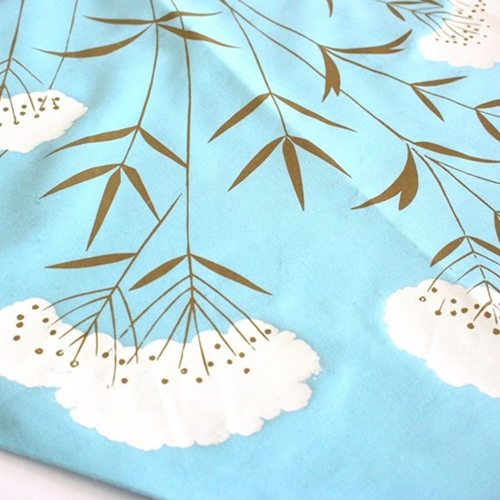 Vintage Bagshaws St Lucia hand printed bandanna headscarf tropical blue white