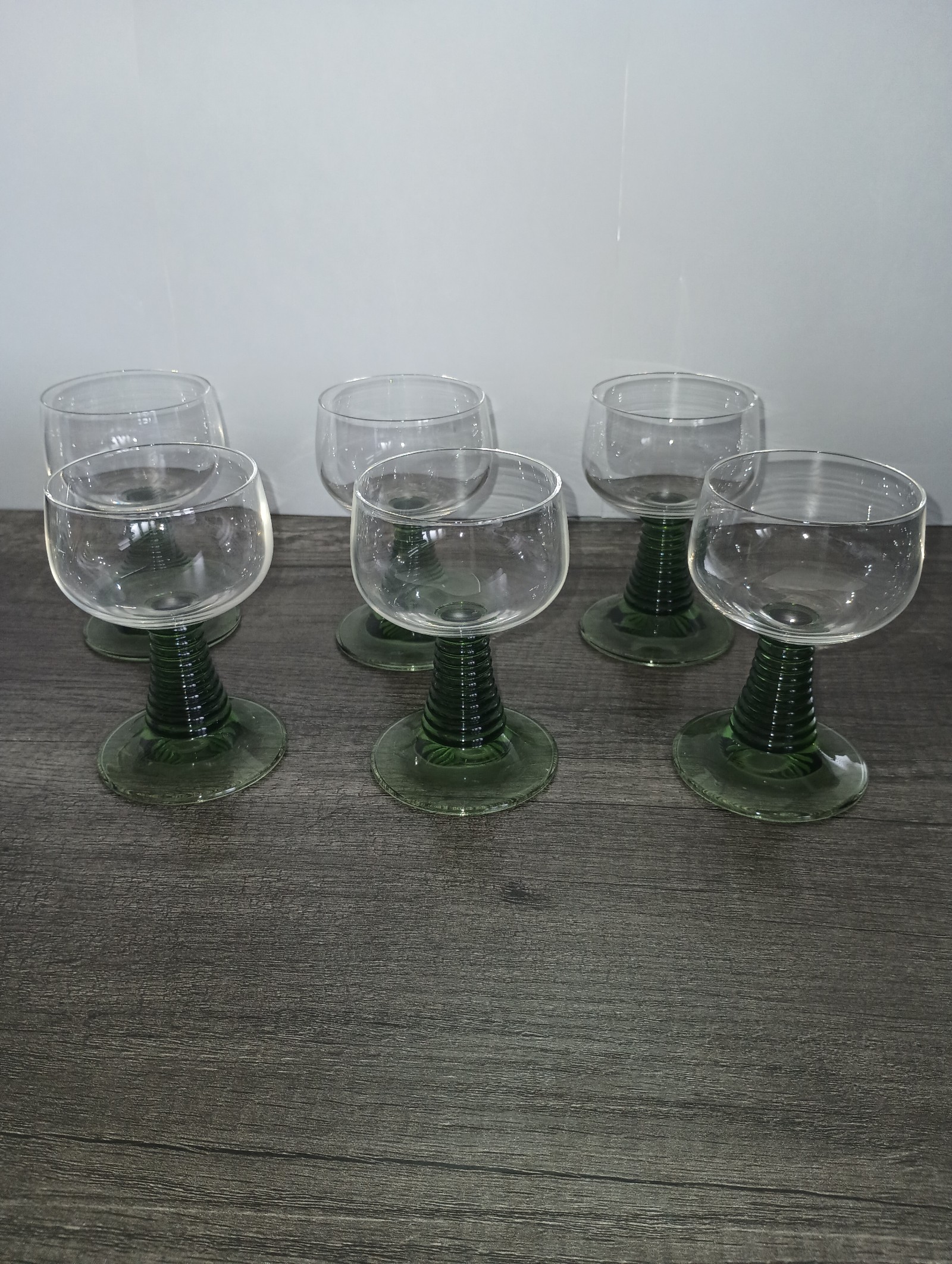 Vintage Roemer Bee Hive Green Glass Goblets Set of 6