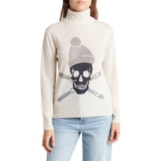 Skull Cashmere cream Denver Skull Graphic Cashmere Turtleneck Sweater size XS