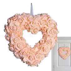 Heart Artificial Rose Wreath Pendant Valentine's Day Wall Door Hanging Ornament