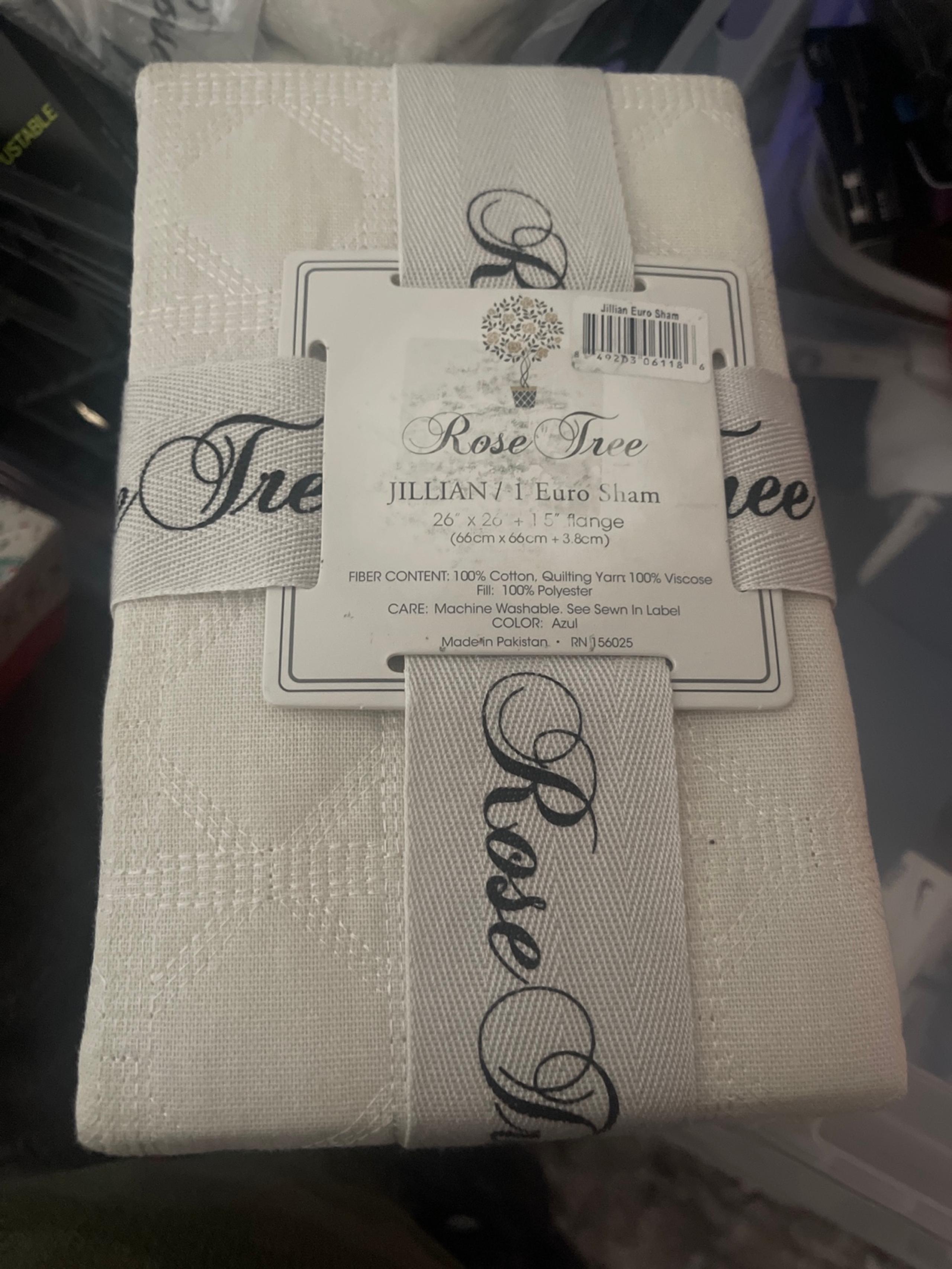 Rose Tree JILLIAN Euro Sham 26"x26"+15" Flange Azul Ivory Cream New