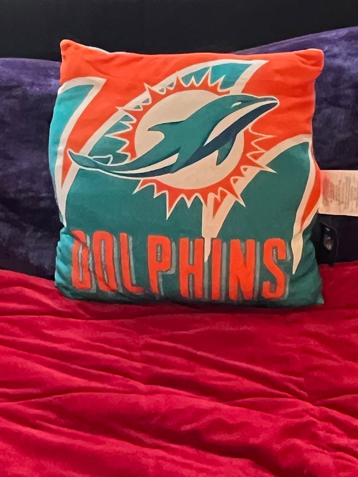 BRAND NEW OFFICIALLY LICENSED NFL MIAMI DOLPHINS SOFT THROW PILLOW CTM24