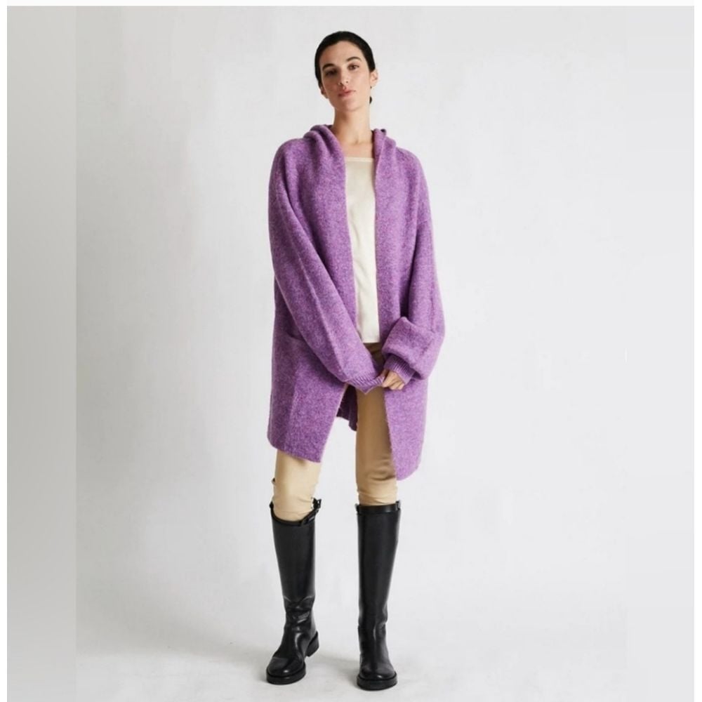 NWT + Beryll Cashmere Cropped Coat with Hood Lilac One Size Luxury Comfy Travel