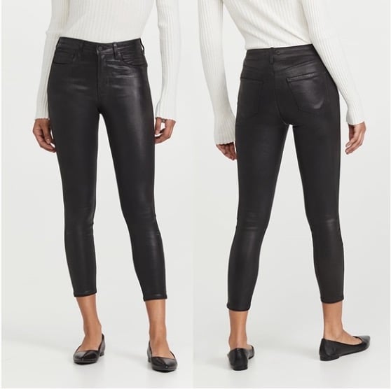 L'AGENCE Margot Skinny High Rise Black Coated Crop Jeans Size 25 Inseam 26