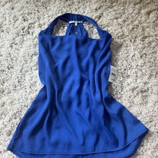 Sophisticated, elegant, super cute blue formal halter top
