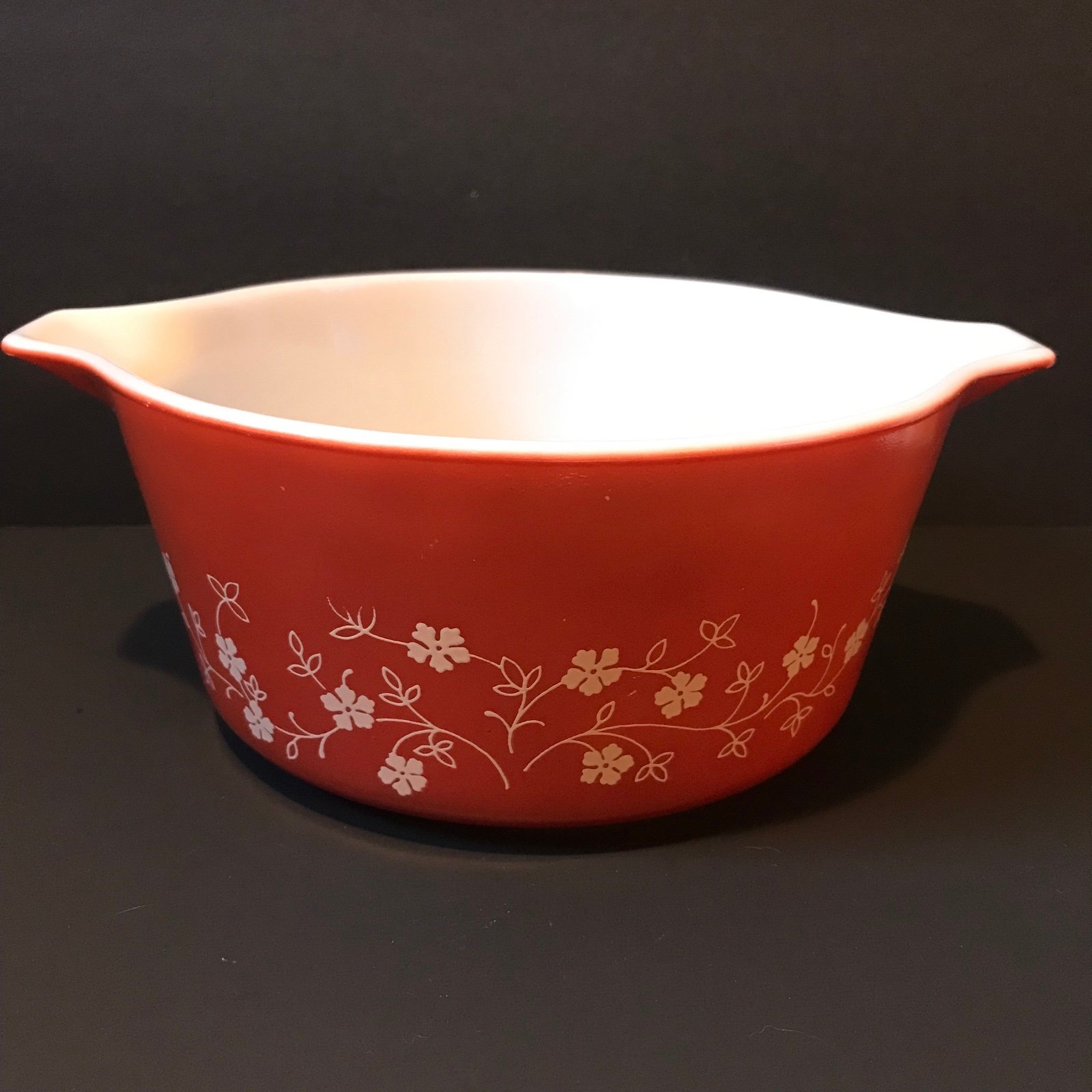 Vintage Pyrex Casserole Dish Bowl # 474 B Trailing Flowers Burnt Orange No Lid