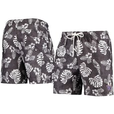 Men's Black Washington Huskies Naples Parrot In Paradise Swim Shorts size large