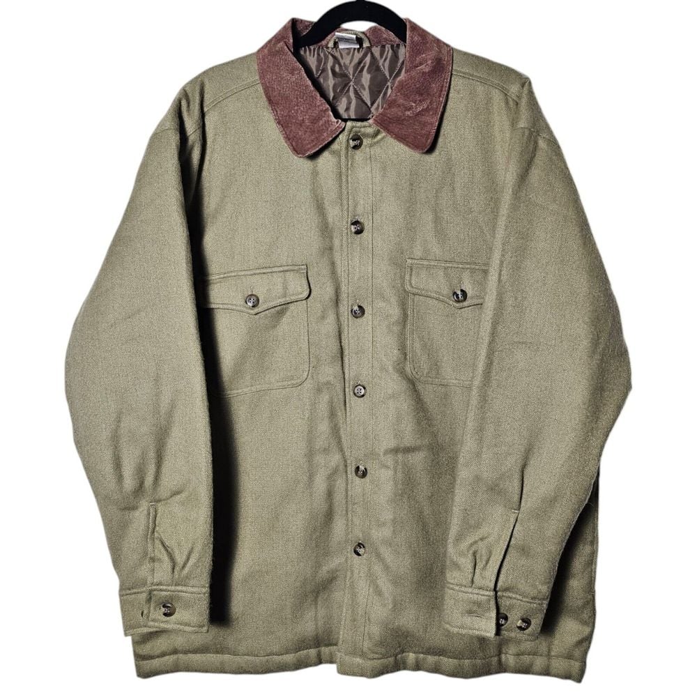 XL Beige Olive Barn Chore Coat Faux Suede Oversized Lined Shirt Jacket Barn Coat