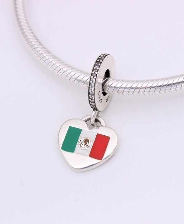 New PANDORA Love Mexico Flag Heart Dangle Charm