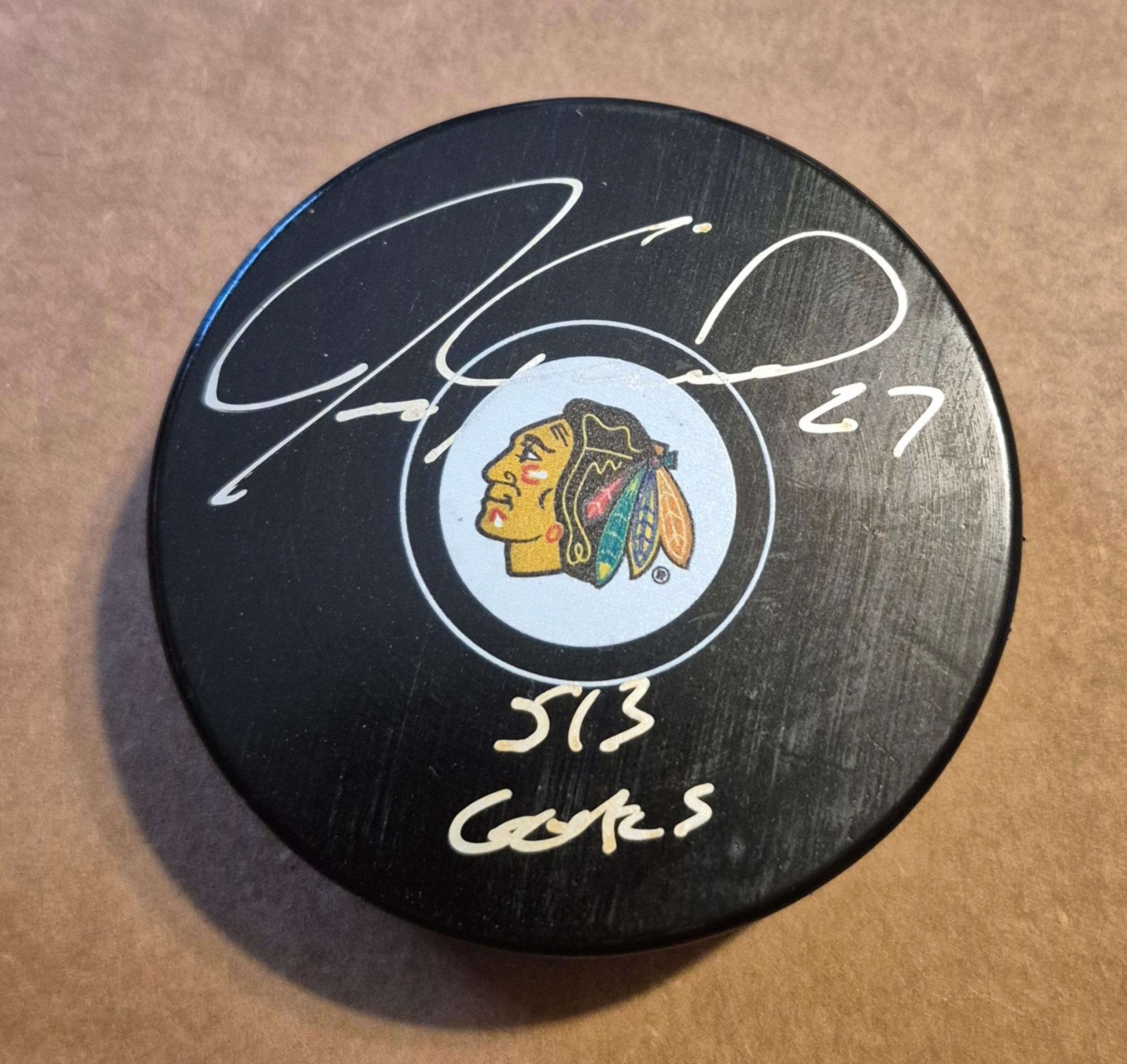 Jeremy Roenick signed autographed Chicago Blackhawks logo Hockey Puck