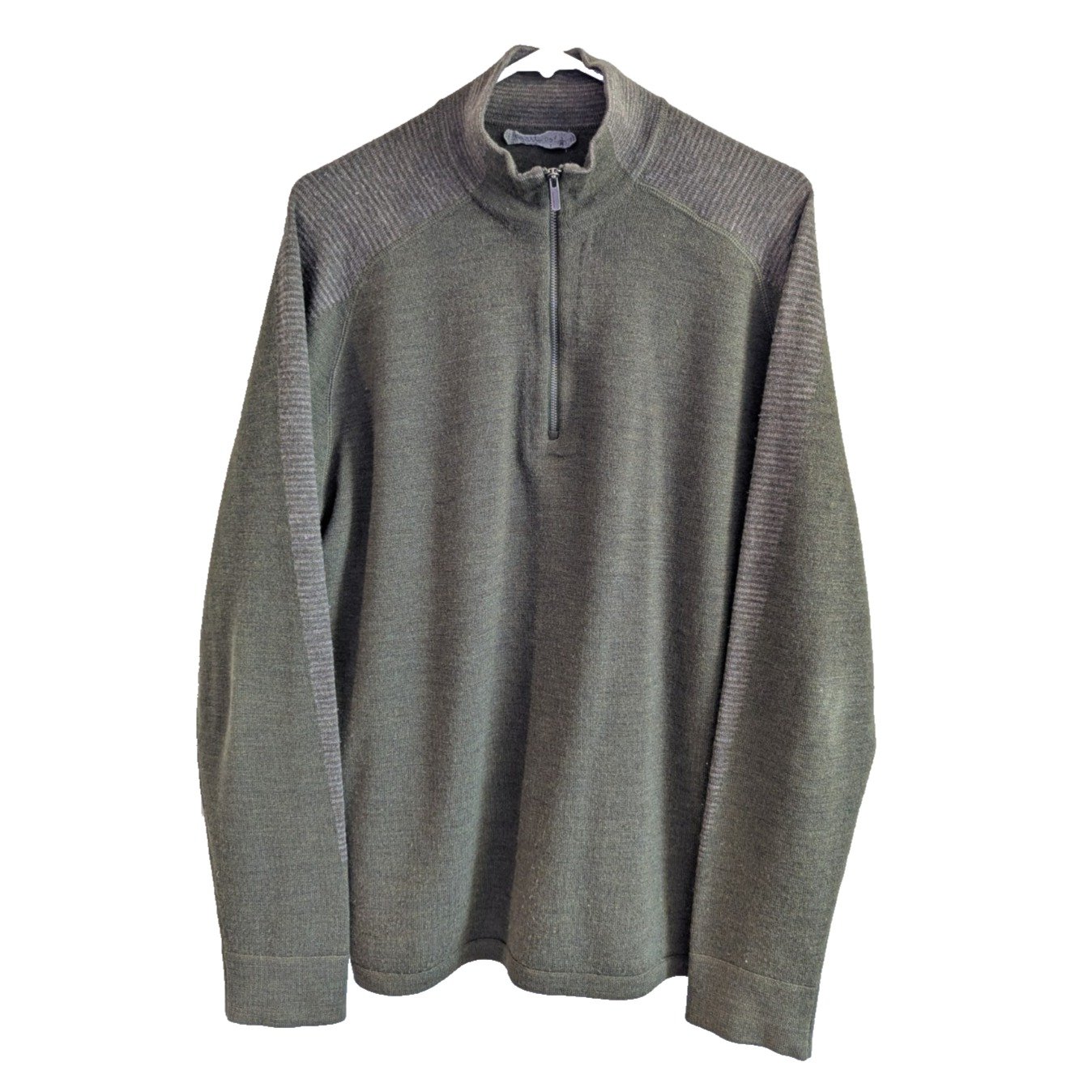 Smartwool 1/4 Zip Sweater Pullover 100% Merino Wool Men's Large Knit Green Ski