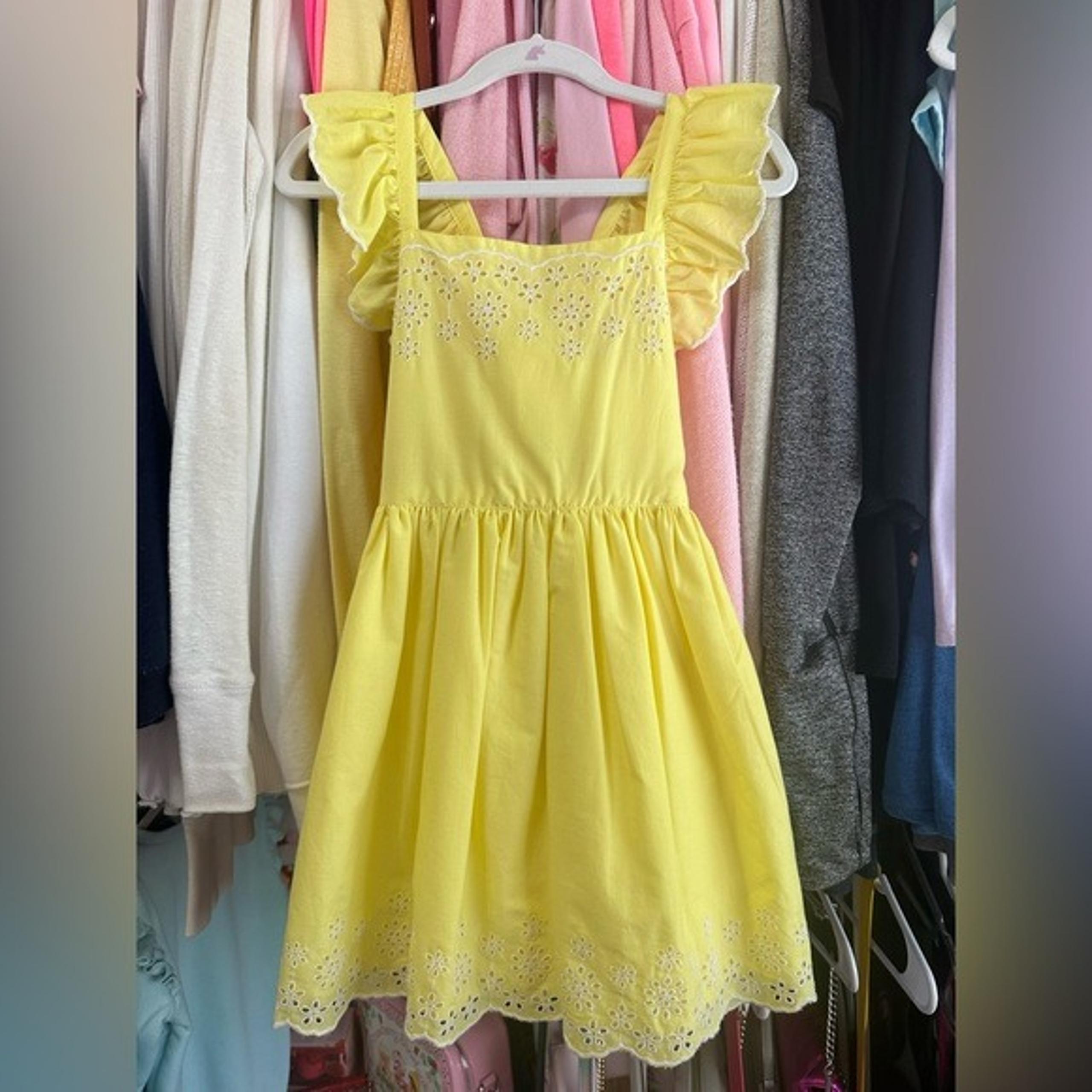 Cat & Jack Sunny Yellow Eyelet Lace Sundress Size 5T