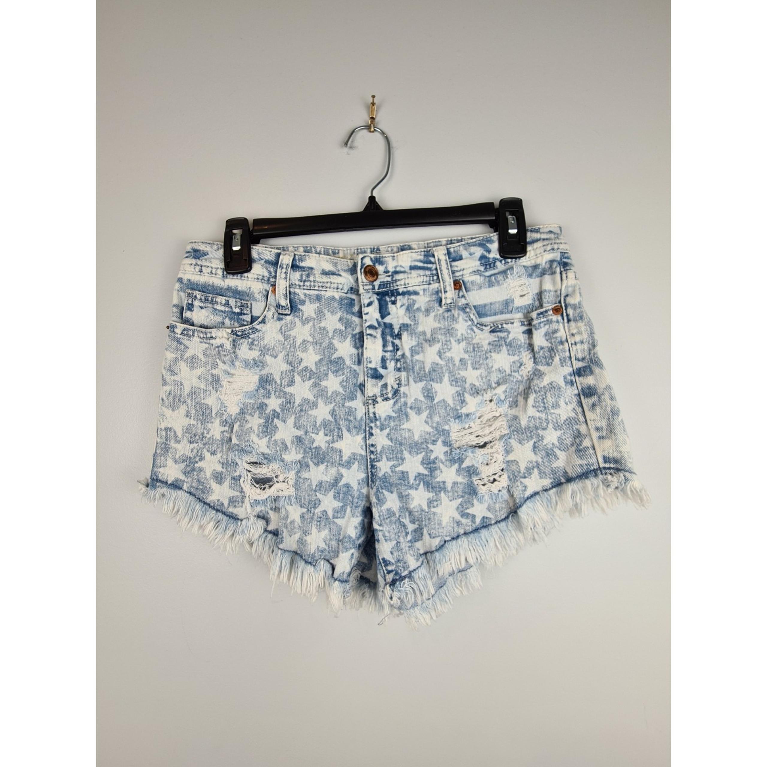 Mossimo Women's 6/28 High Rise Short Short Blue Jean Shorts Stars And Stripes