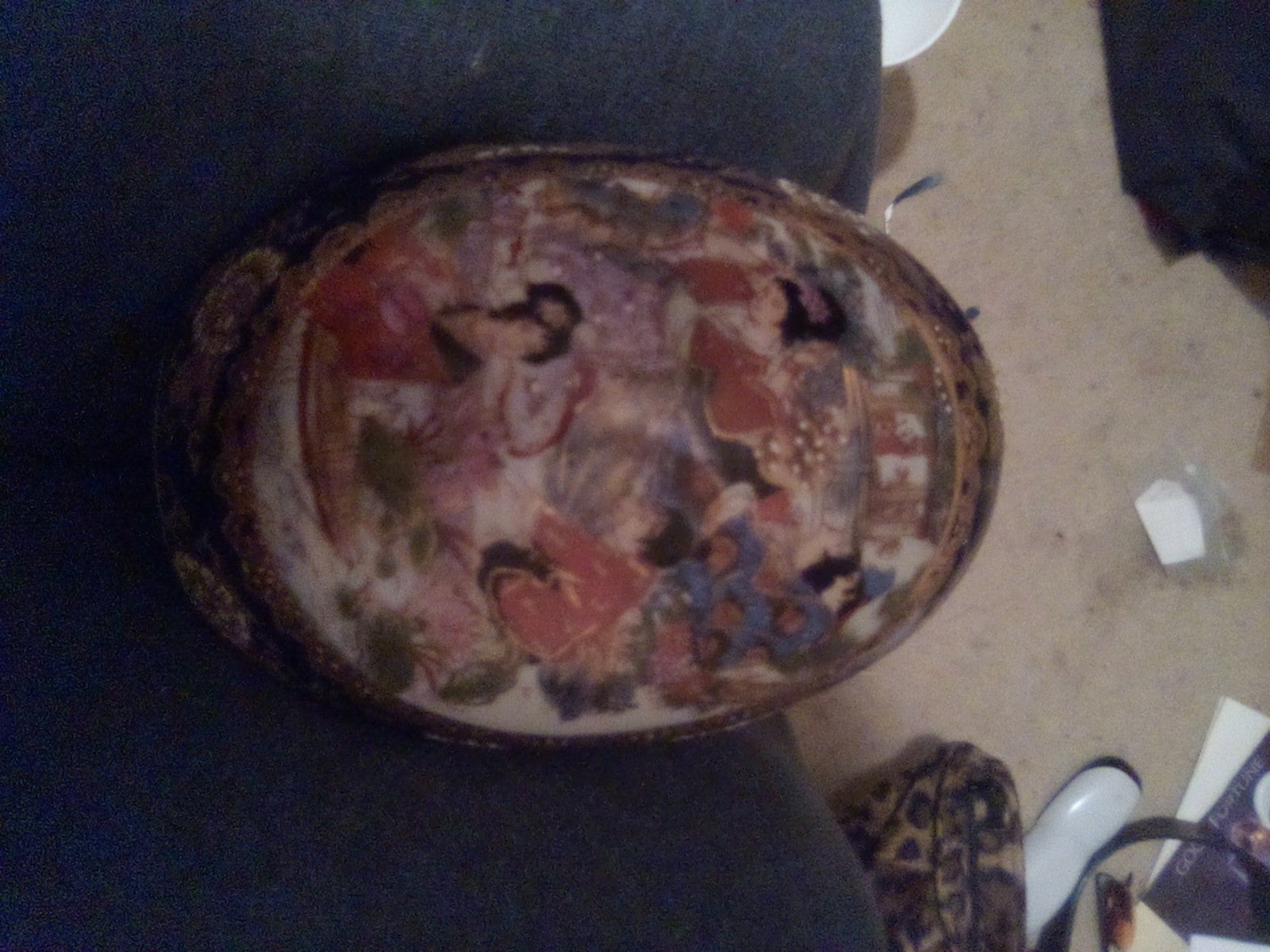 Chinese hand painted large porcelain egg