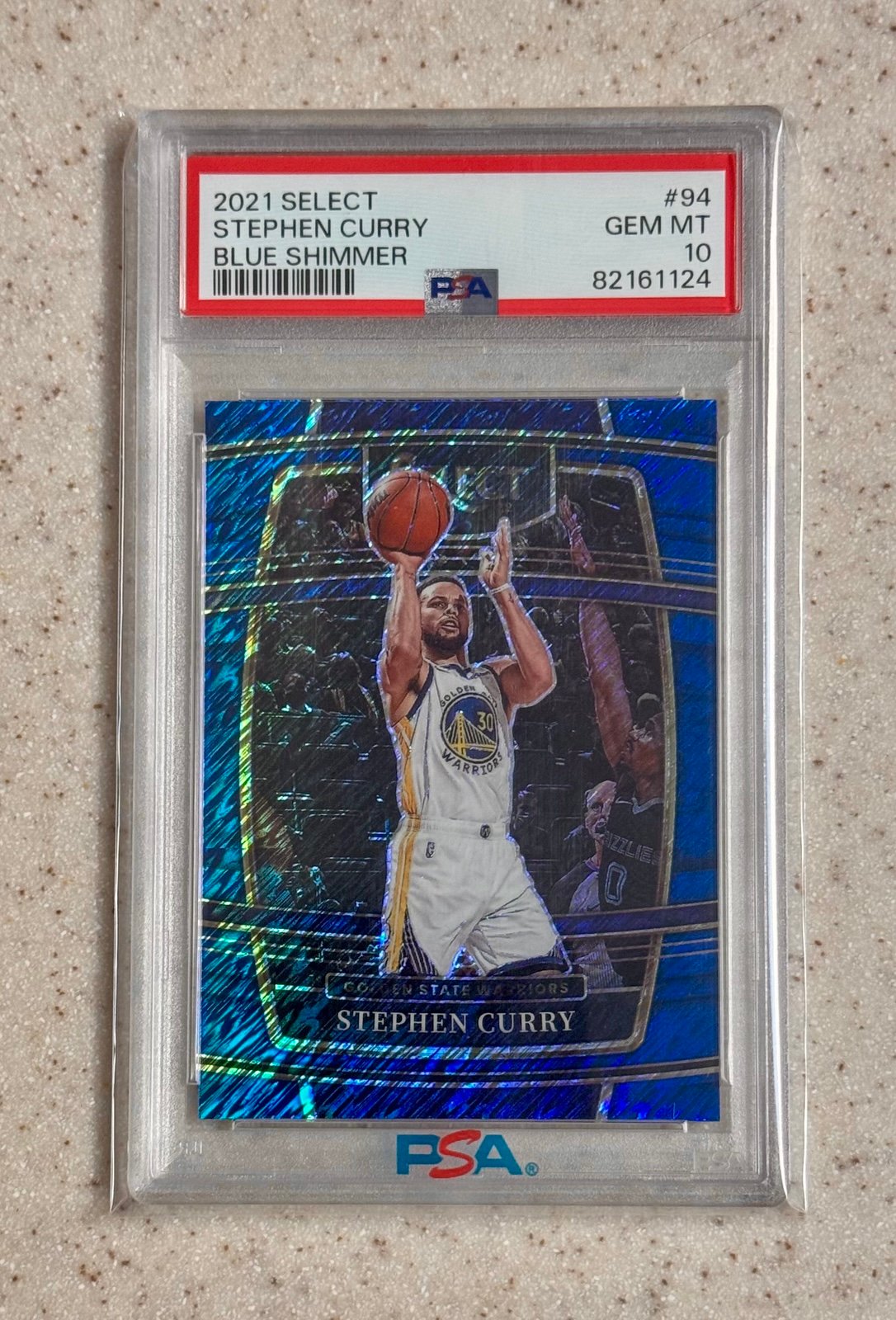 2022 Panini Select Stephen Curry Blue Shimmer Prizm #94 PSA 10 Gem Mint Warriors