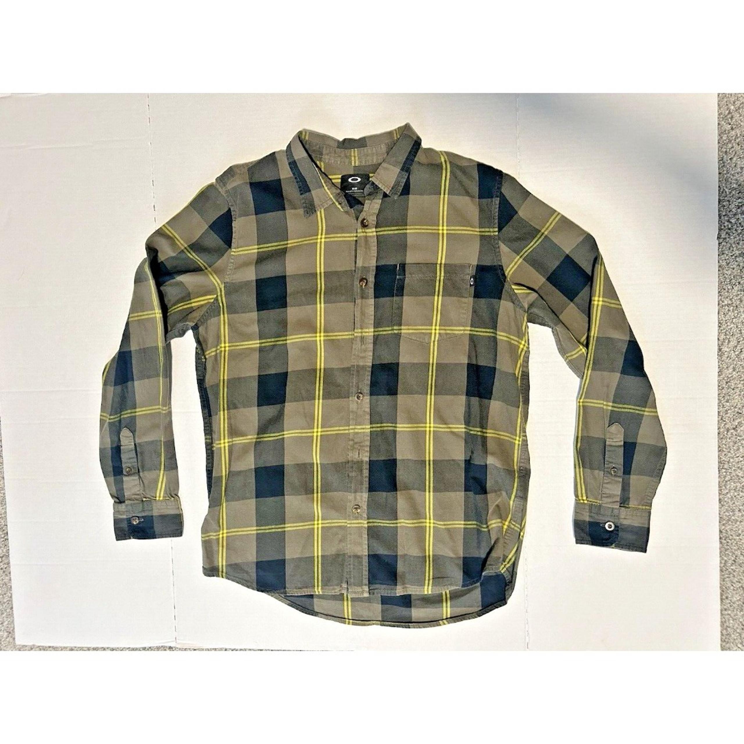 Oakley Men's Size Medium Green Plaid L/S Button Down Shirt EUC