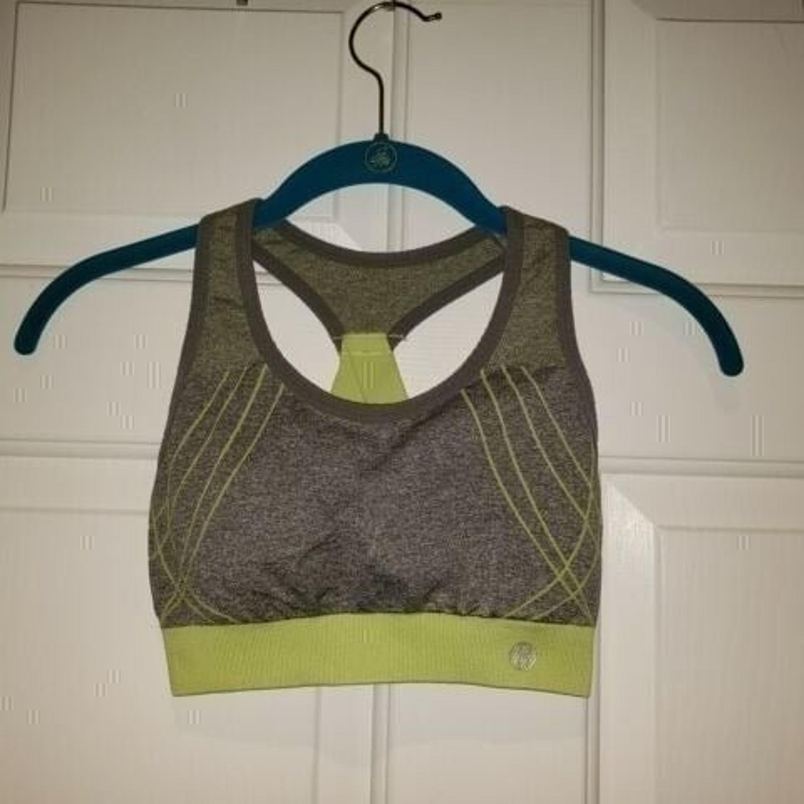 Women's sz S Quick Dry Gray & Green Sports Bra by Removable Padding - Layer 8