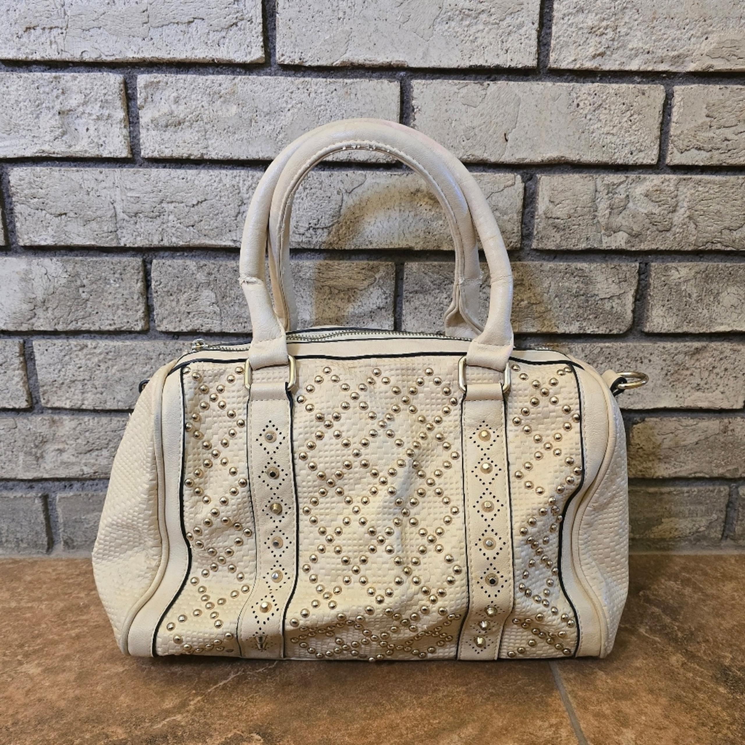 Beige Gold Studded MMS Handbag
