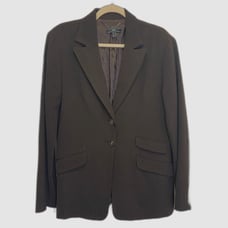 MNG Mango - Long Line Brown Suit Jacket / Blazer Wool Blend - size US 14