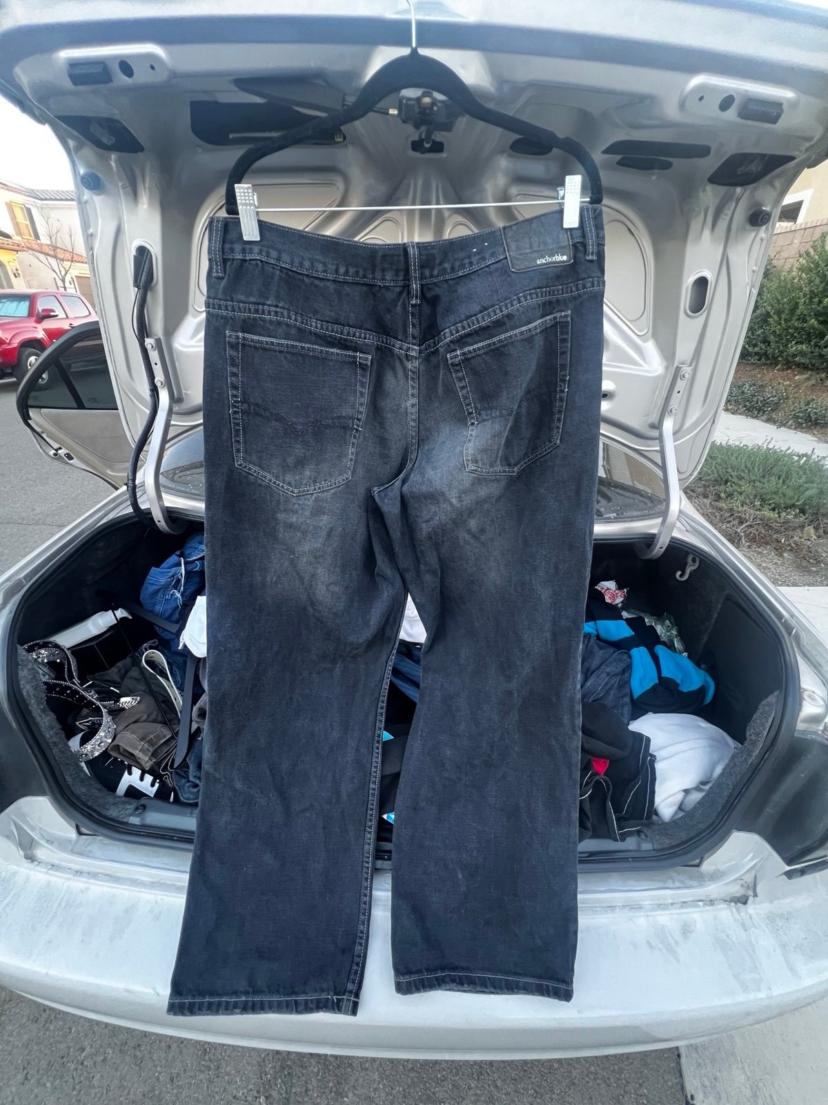 Anchor Blue Baggy Black Pants