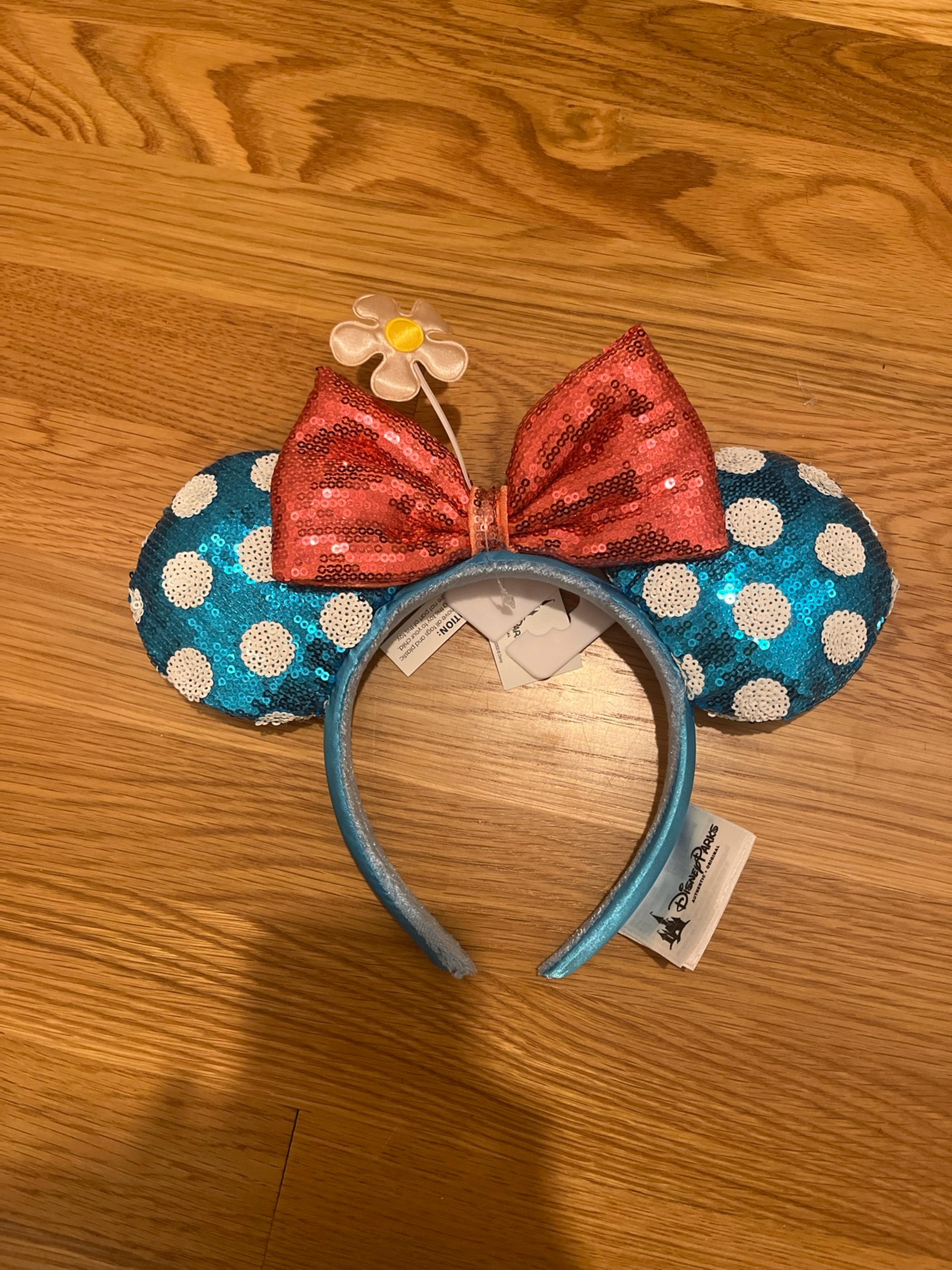 Minnie Ears Bow Polka Dot Disney Parks Kids Hat Sequins Sun Flower Headband US