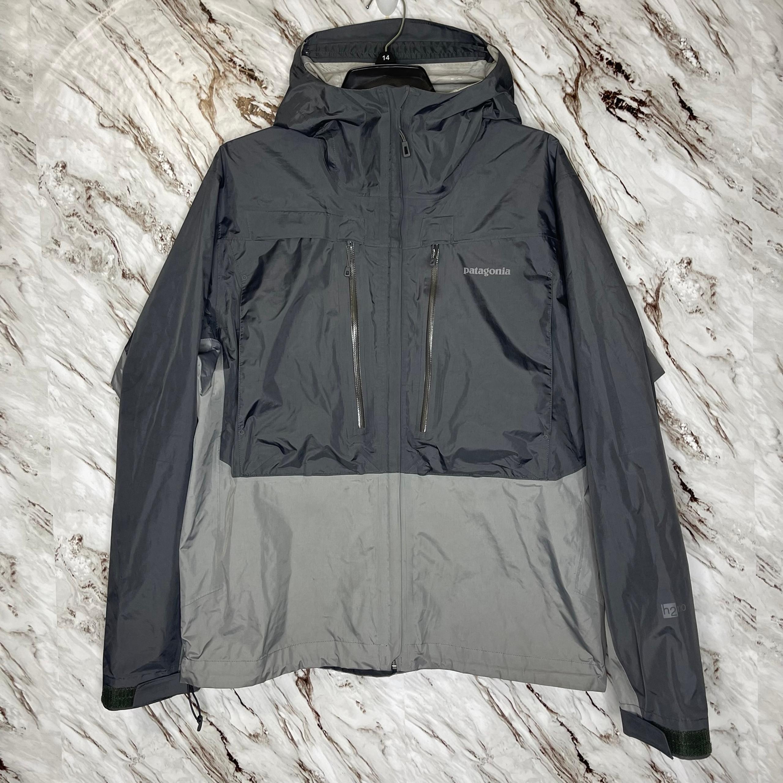 Patagonia H2No Men Waterproof Hooded Windbreaker Rain Jacket Gray Sz M Excellent