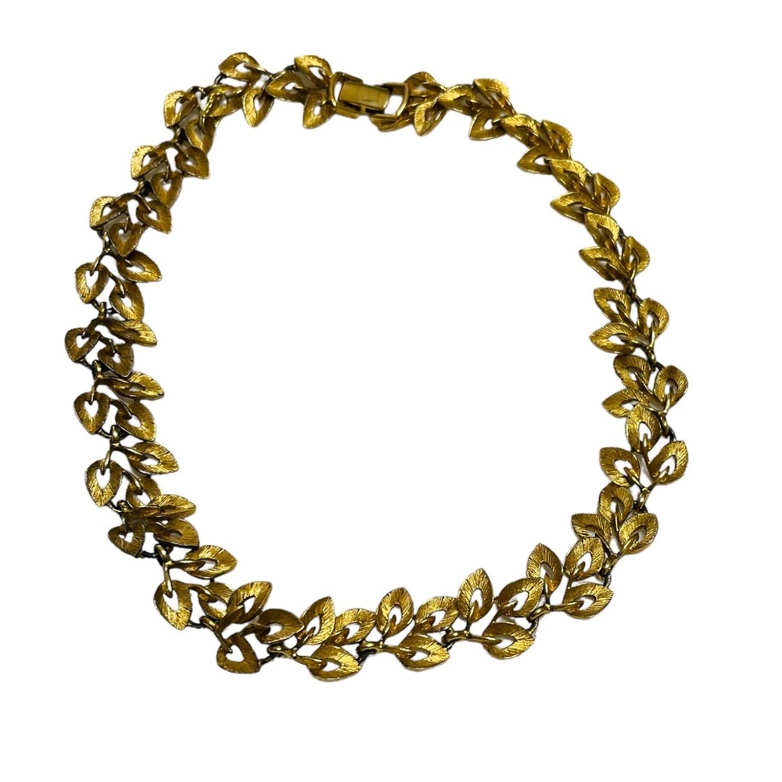 Vintage Rare Napier Gold Leaf Boho Choker Necklace