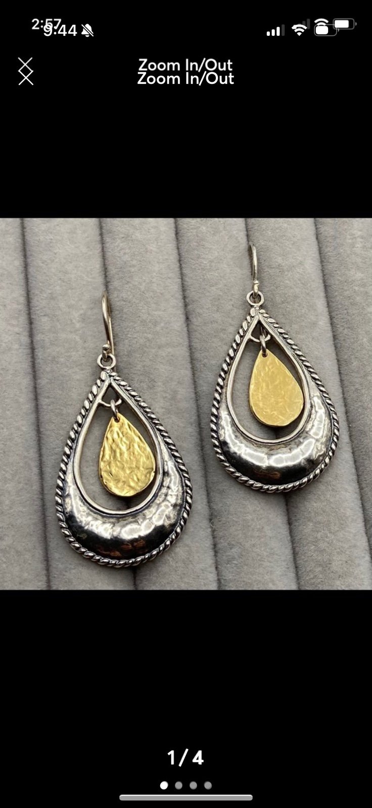 Paz Israel Sterling Silver and Brass Teardrop Earrings