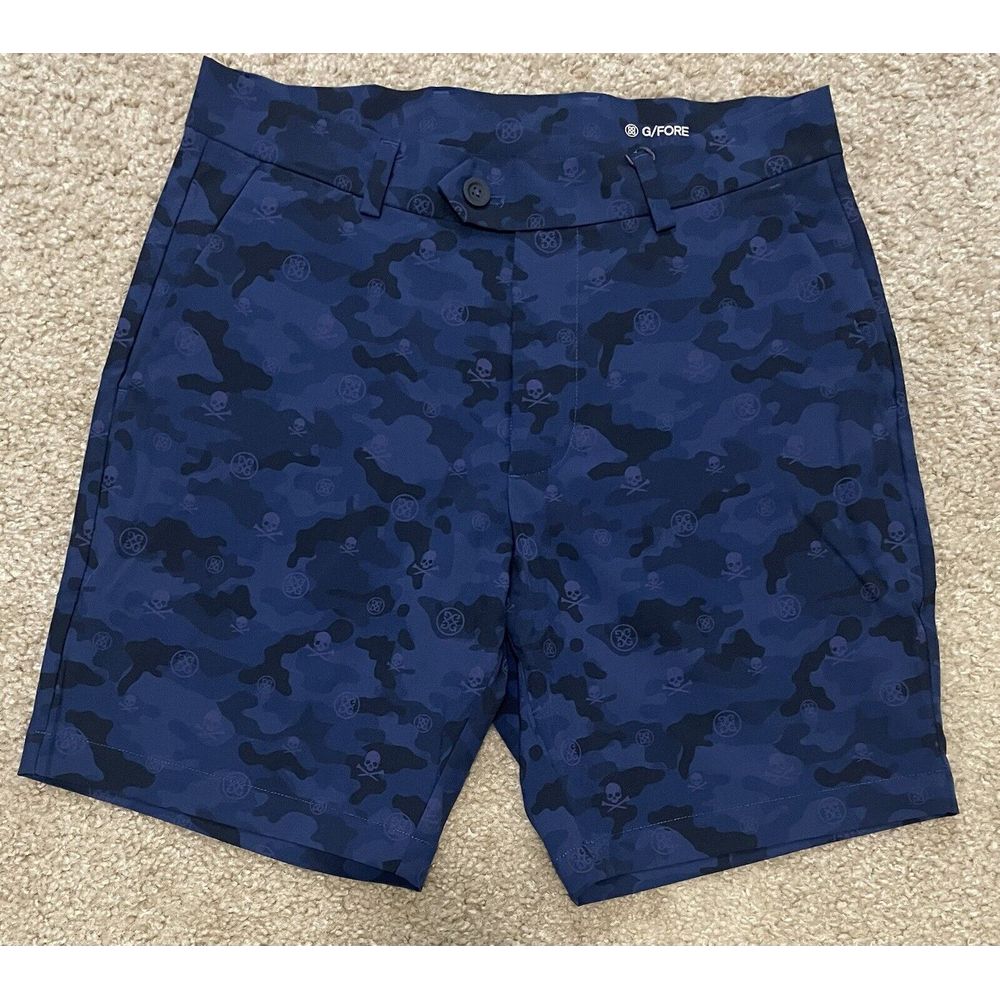 G/Fore Icon Gfore Camo Skull & T's Technical Stretch Golf Shorts Blue 30 NWT