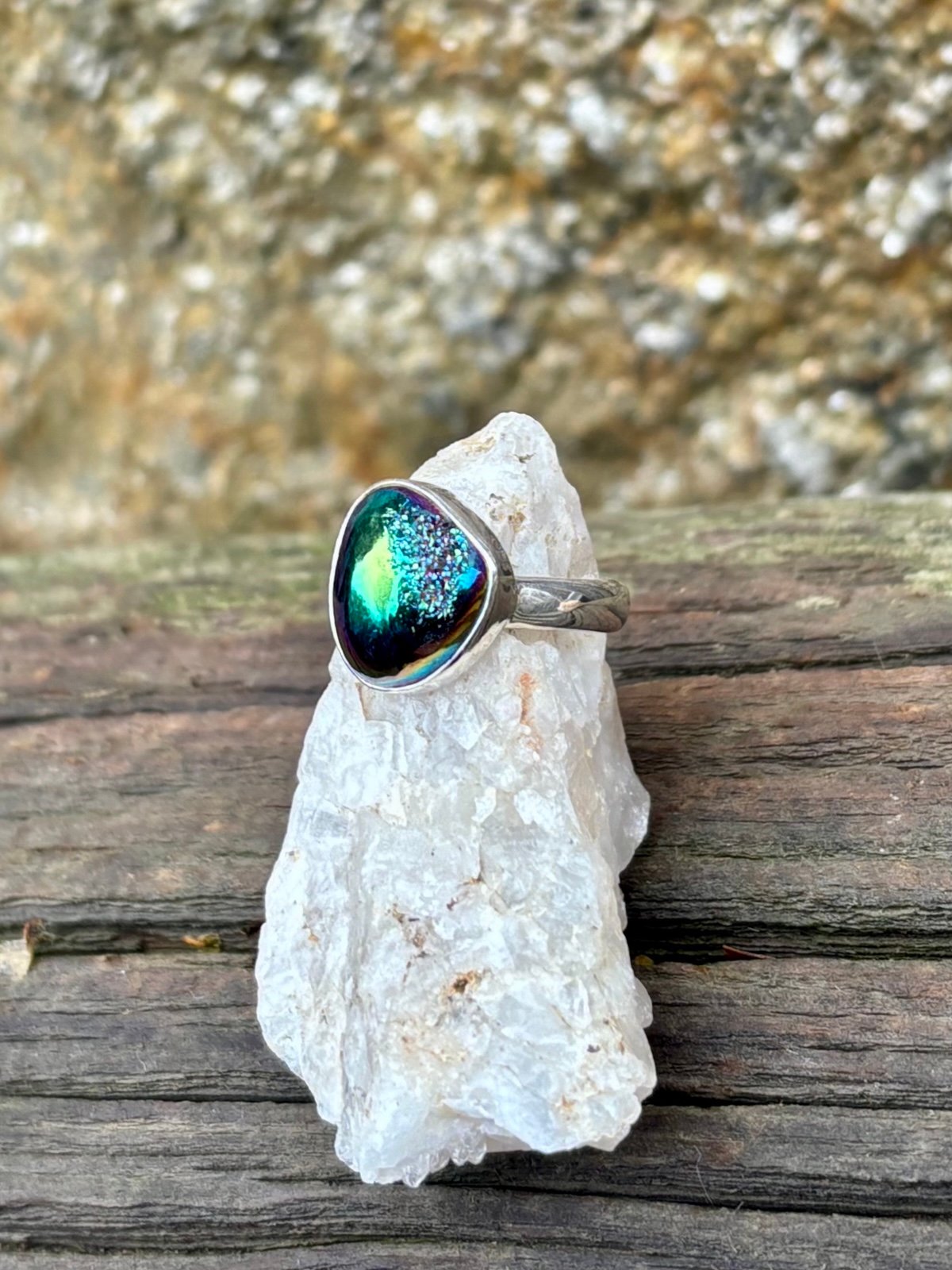 Titanium Aura Druzy Ring