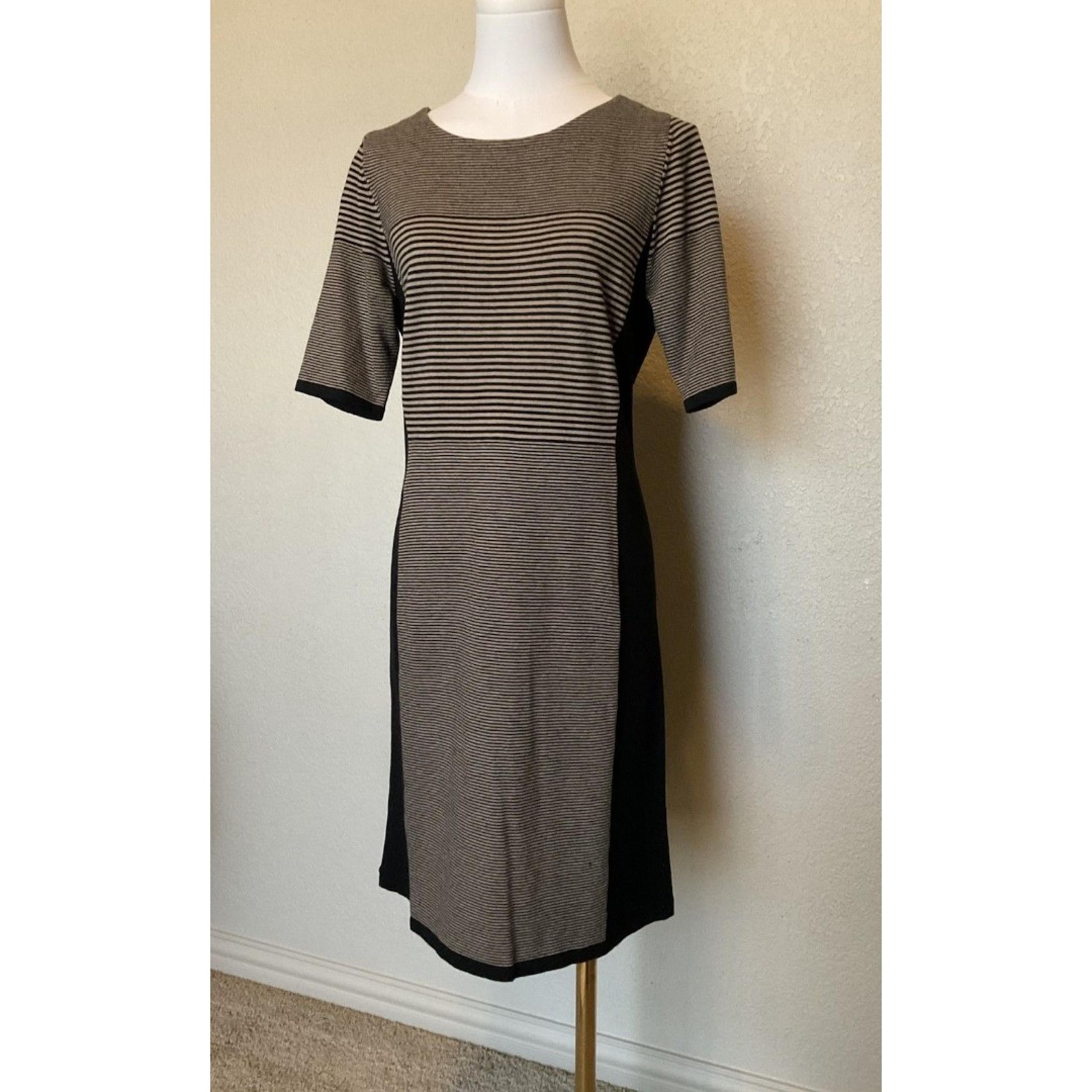 Ann Taylor, Women’s, Dress, Knit, Fitted, Black/Tan, Size: M