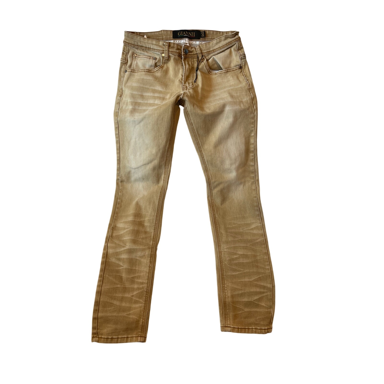 Giannii Beige Tapered Cut Jeans Mens 32x32