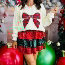 Sequin tiered mini skirt with shorts