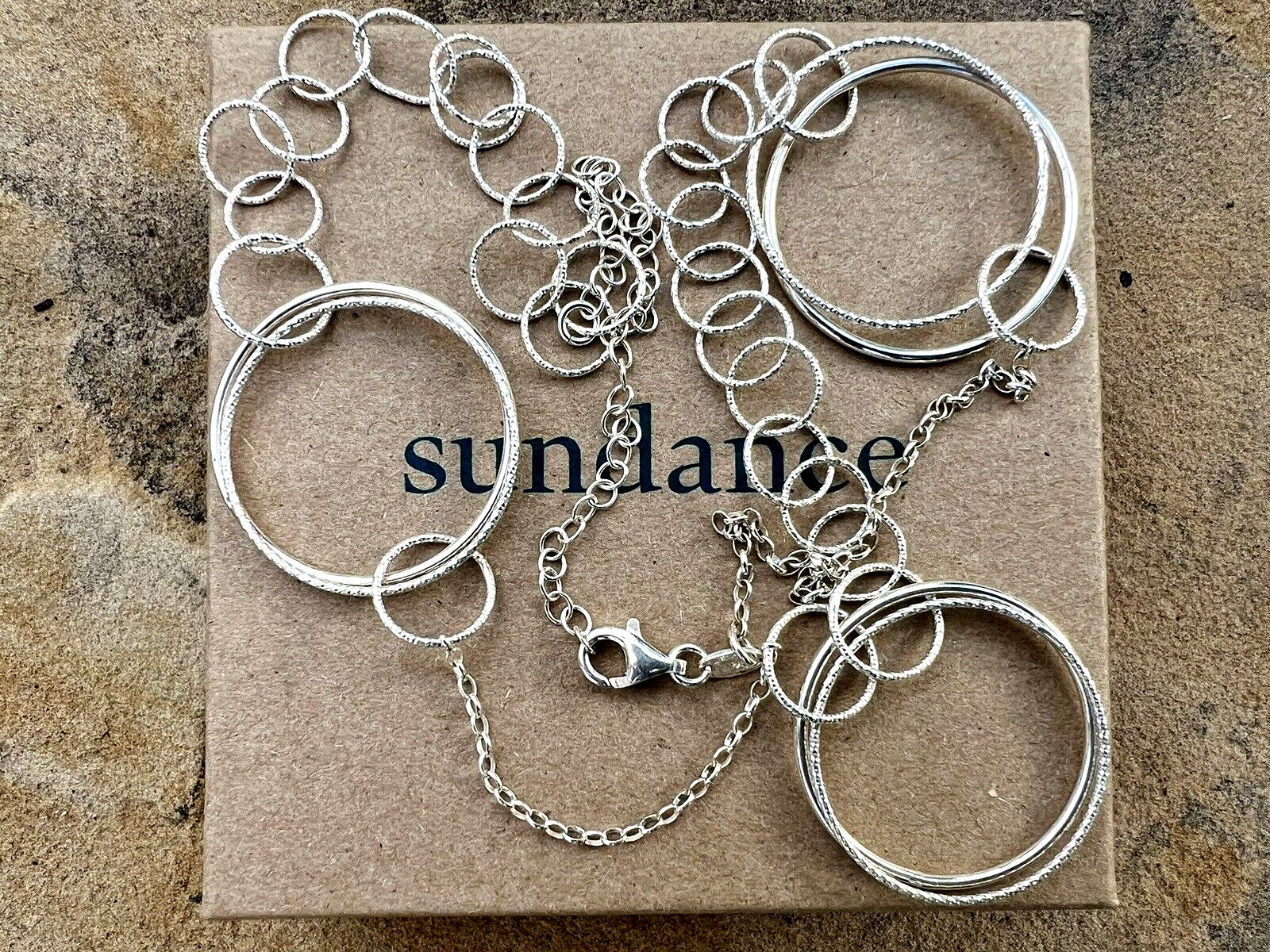 178 NEW Sundance 14-24 Italy Sterling Silver Chain Loop Asymmetrical Necklace