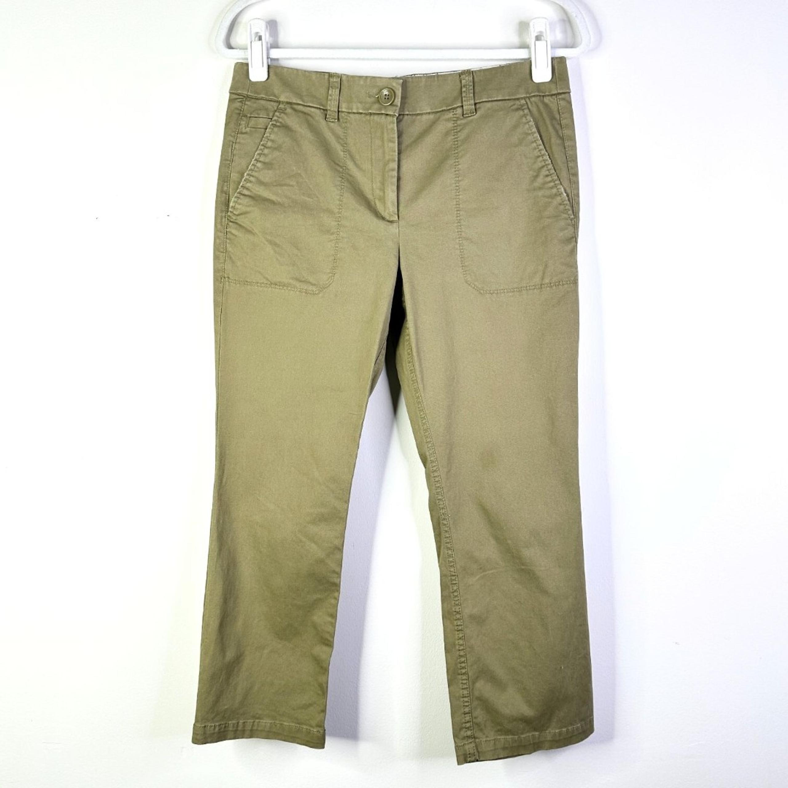 Loft Ann Taylor Pants Women 6 Petite Khaki Green Chino Cotton Normcore NWOT