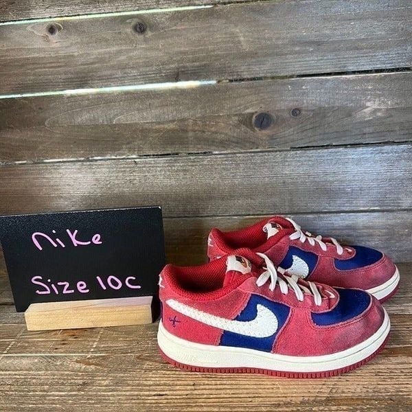 Childrens Nike Air Force 1 Low Scissors Red Leather Sneakers Shoes Size 10 C GUC