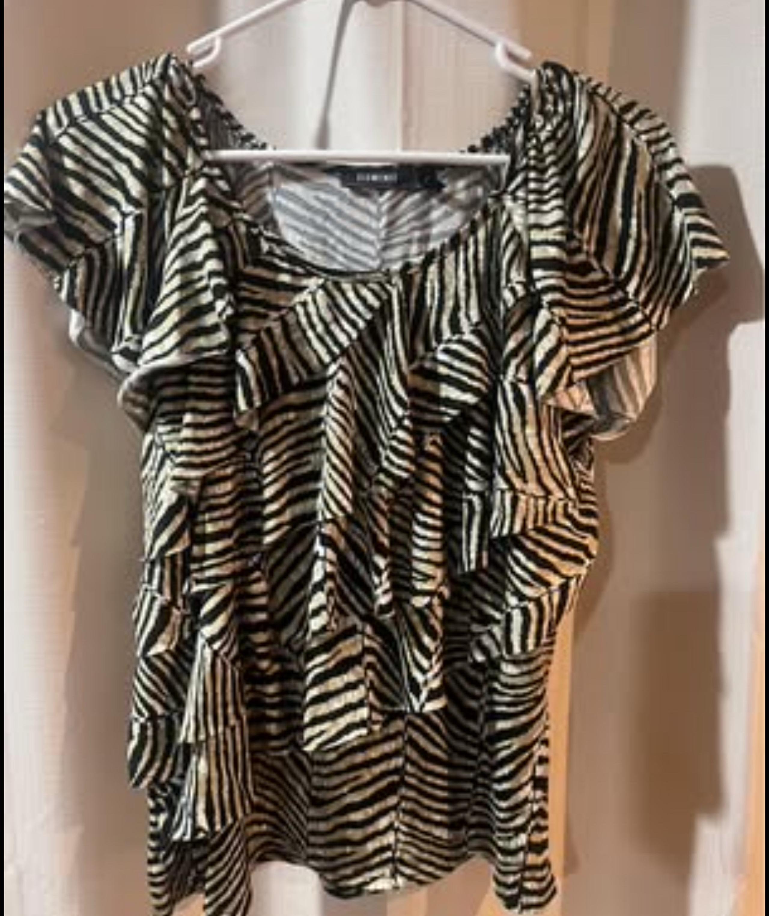 Elementz zebra print ruffle blouse womens size large