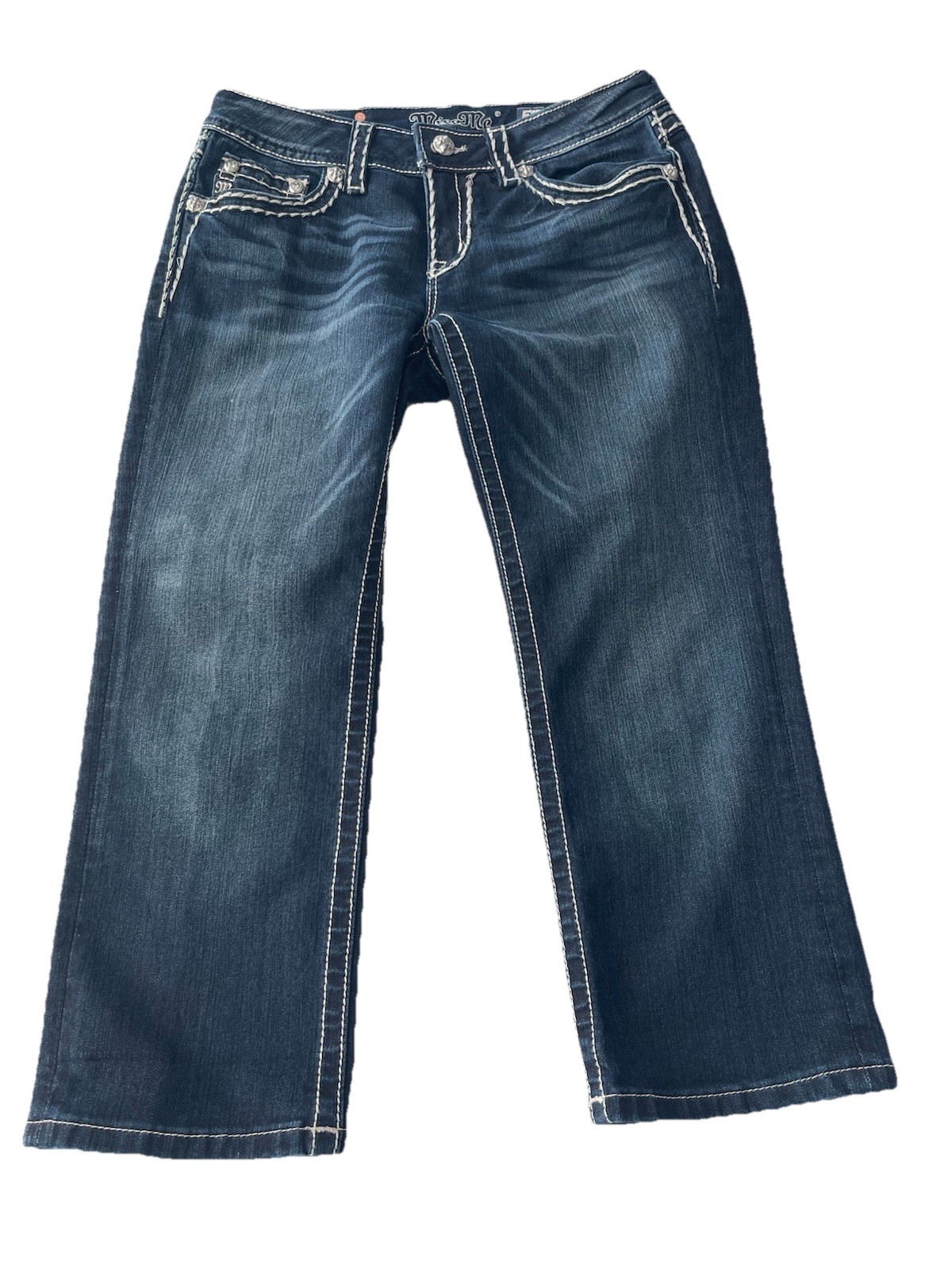Miss Me Signature Cuffed Capri Jeans Size 29 Stretch Flap Back Pockets (29”X23”)