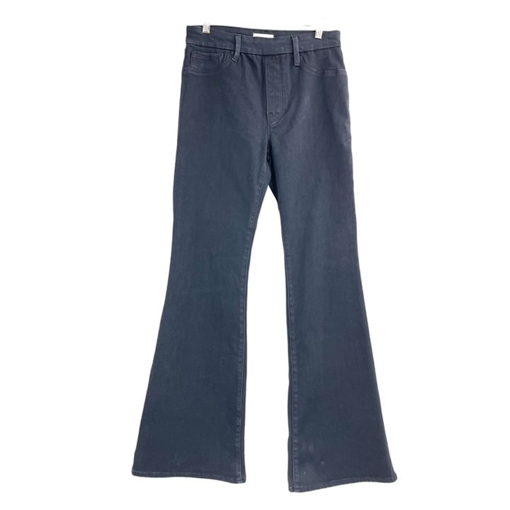 Good American Black Power Stretch High Rise Flare Jeans Womens Large Classic