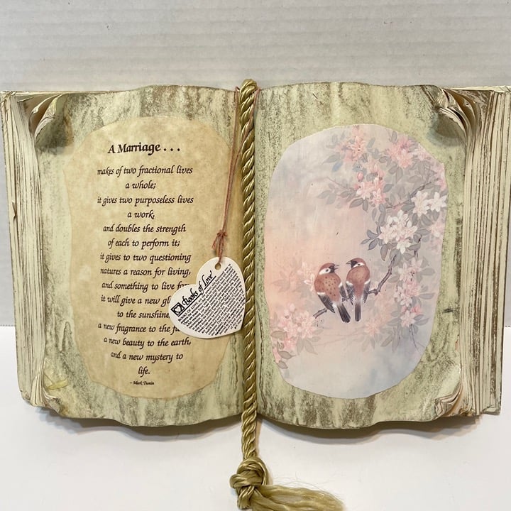 Vintage Book Of Love A Marriage Birds Mark Twain Quote 12 x 7.75 inch