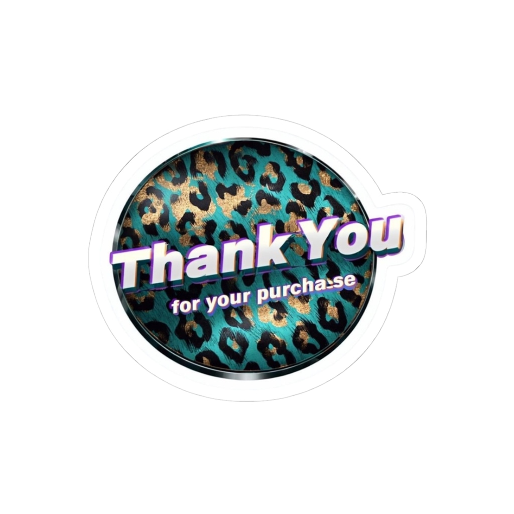 1000 Count Handmade Thank You for Your Purchase Stickers Teal Gold Leopard Print