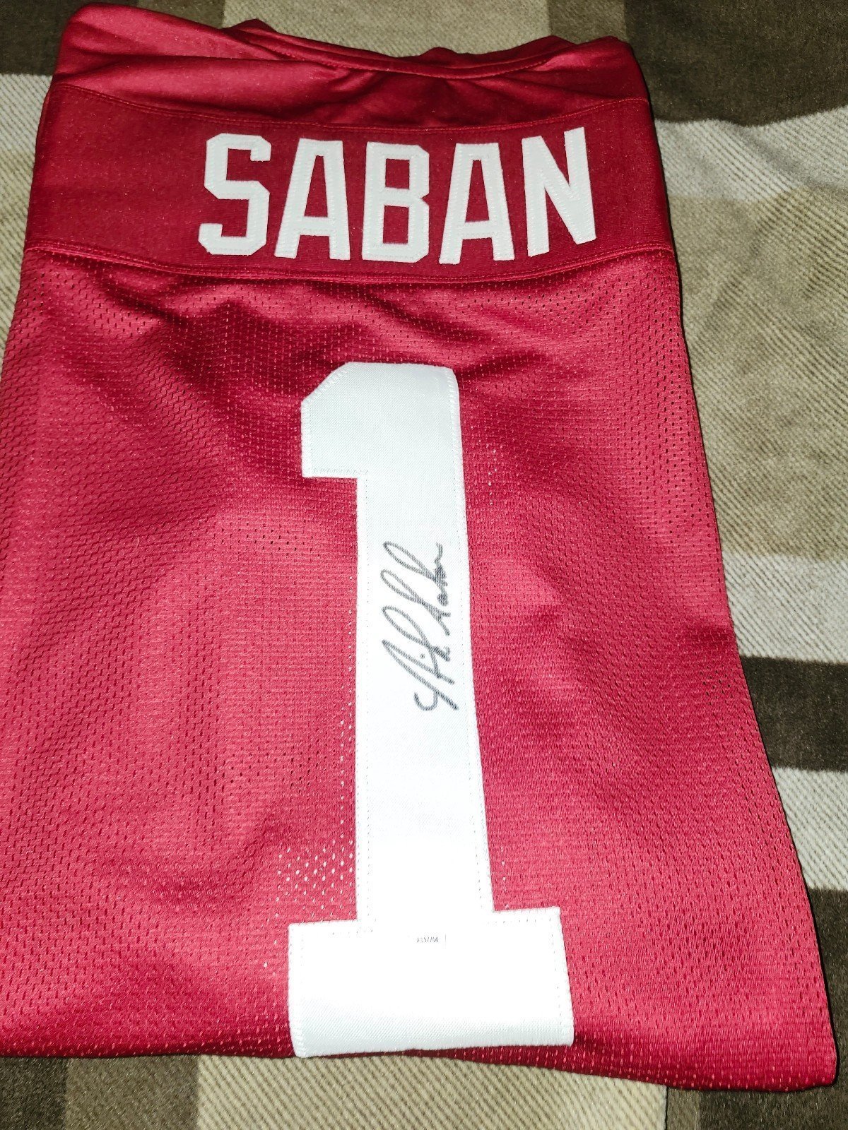 Nick Saban Signed Career Highlight Stat Jersey - Alabama