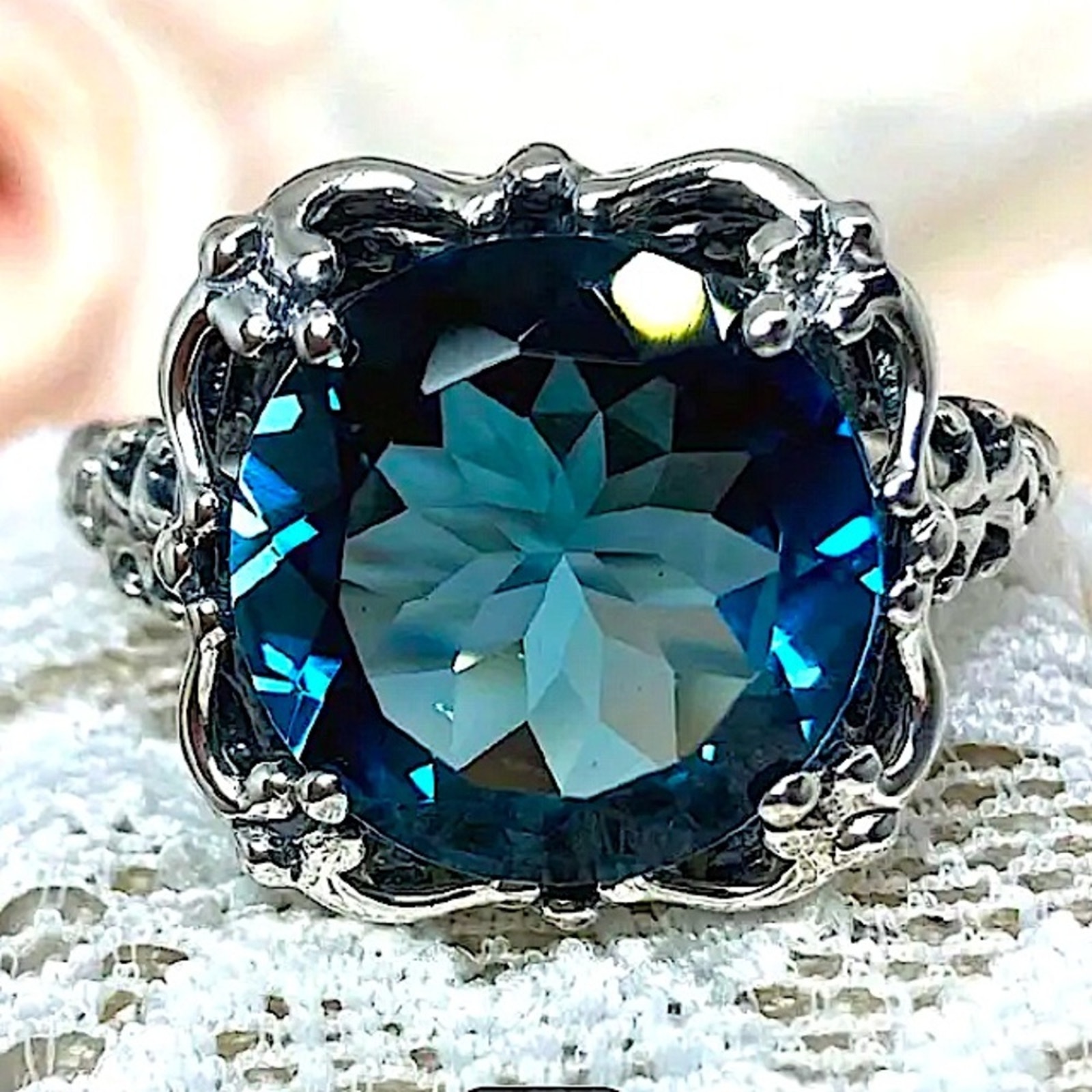 Antique Sterling Silver Gemstone Ring Vintage Elegant Gift For Mom