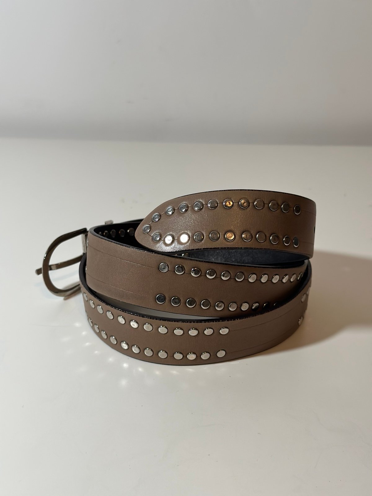 JIL Sander Studded Brown Leather Belt Made In Italy Women’s Size 36