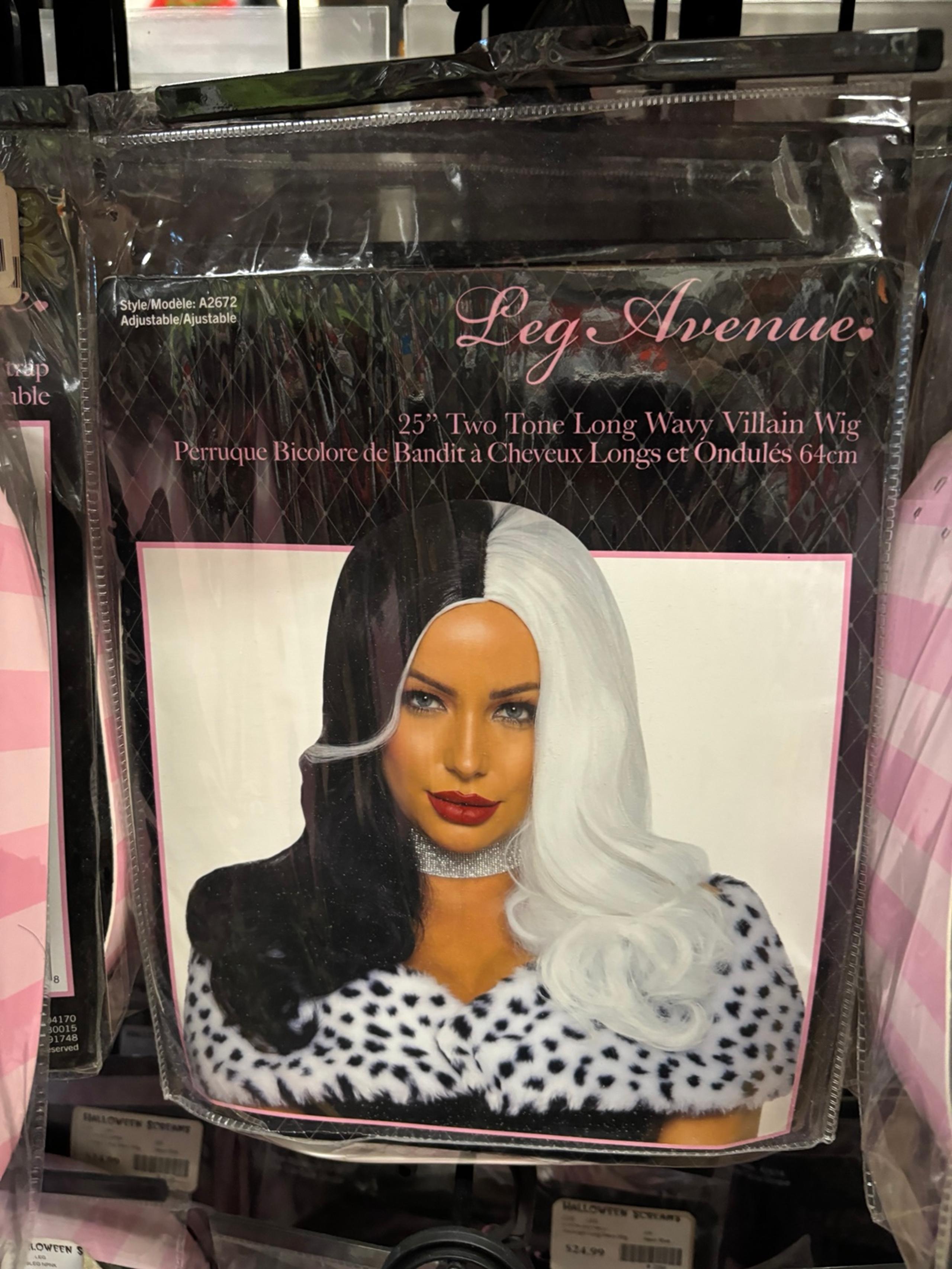 Leg avenue 25" Two Tone Long Wavy Villain Wig black & white